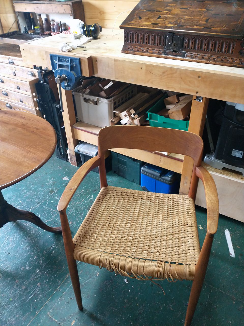 Armchair with a cord seat, before