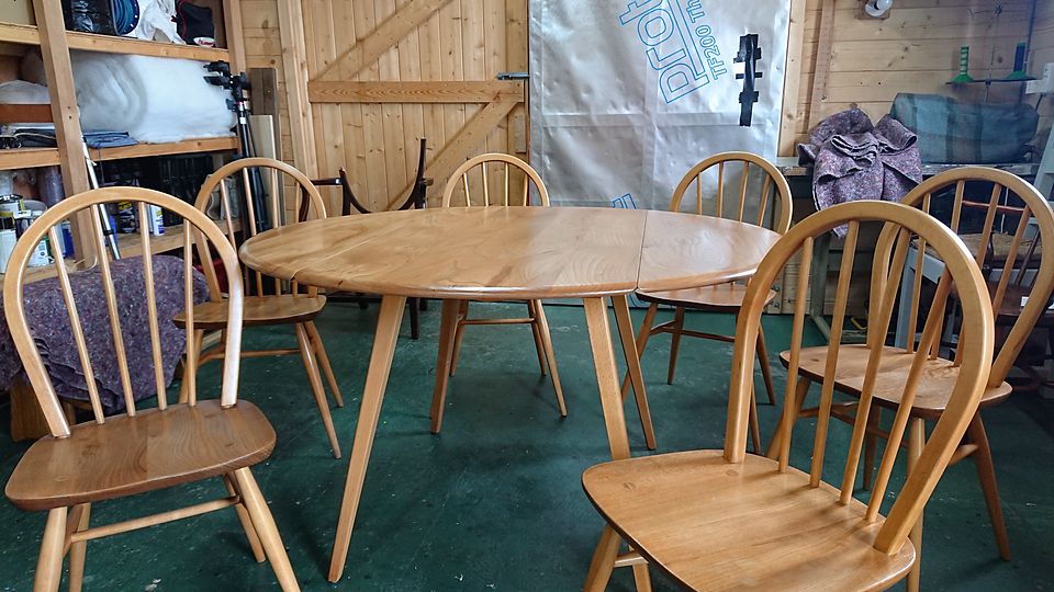 Drop-leaf table and chairs, after