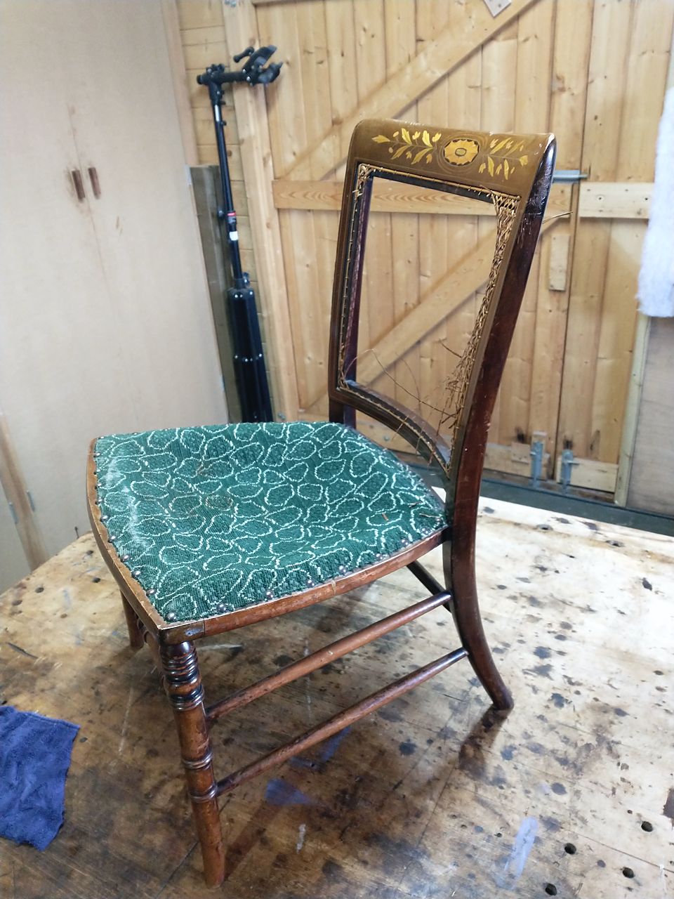 Inlaid bedroom chair, before
